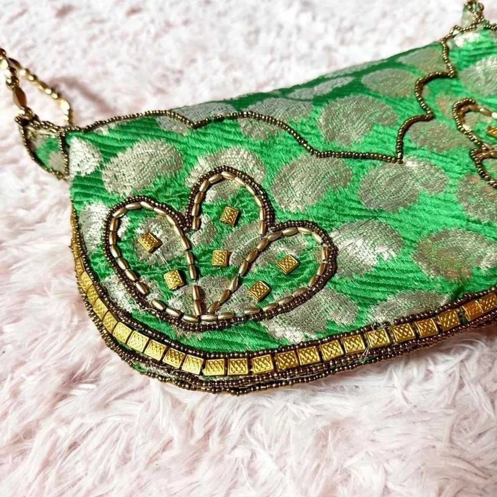 Beaded Gold Regal Intricate Ethnic Artisan Earthy Potli‎ Clutch Purse Festival